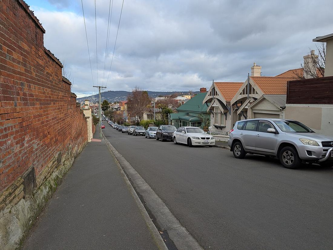 Houses along Commercial Road in North Hobart