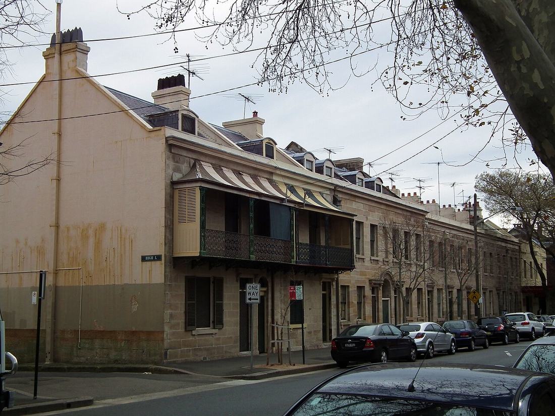 Terrace houses on Kent Street in Millers Point in Sydney